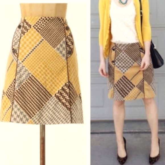 (M)🌟Host Pick🌟🔥ANTHROPOLOGIE🌟🔥Mavae Plaid Velvet Skirt W14.5"×L20" - Picture 3 of 14